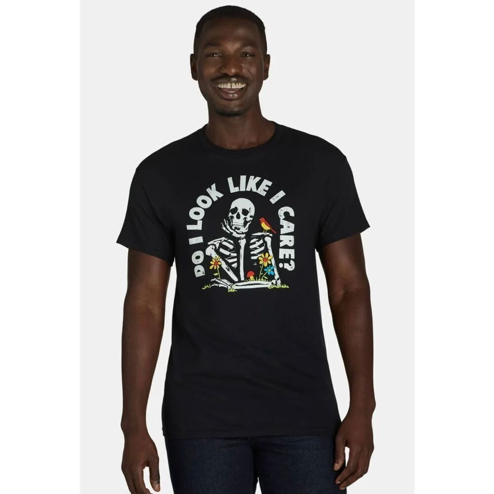 DOM Men’s Do I Look Like I Care Skeleton Graphic Tee Size 3XL